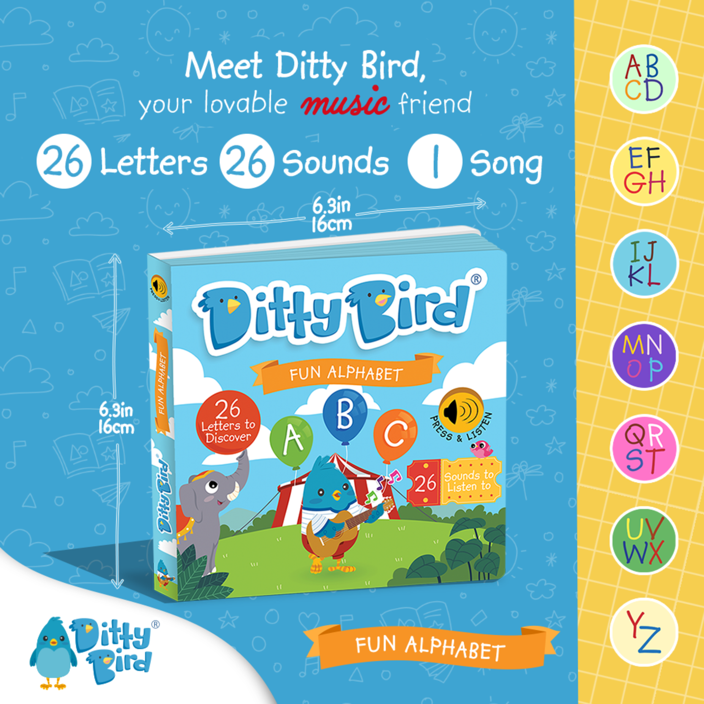 NEW | Fun Alphabet | ABC Song | Ditty Bird Baby Sound Book