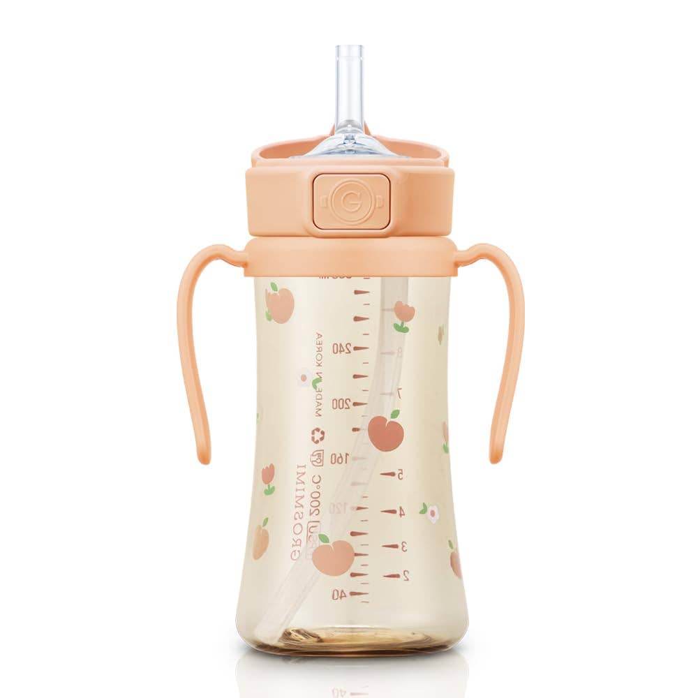 Grosmimi PPSU Straw Cup with Flip Top - 10oz (300ml) Stage 2 Straw