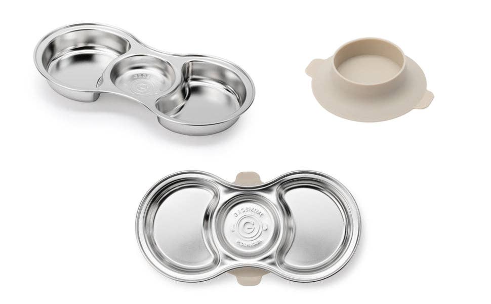 Grosmimi Stainless Steel Food Tray with 3 Compartment
